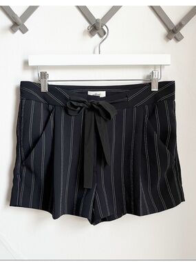 Wilfred Pinstripe Tie-Waist Shorts with Bow